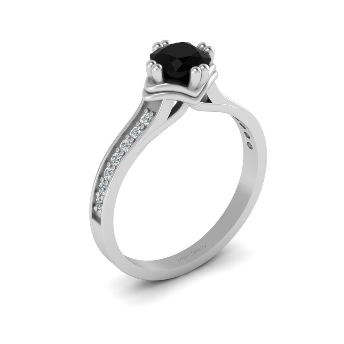 CUSHION CUT ONYX WEDDING RING