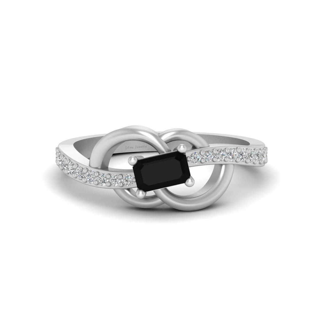 EMERALD CUT ONYX ENGAGEMENT RING
