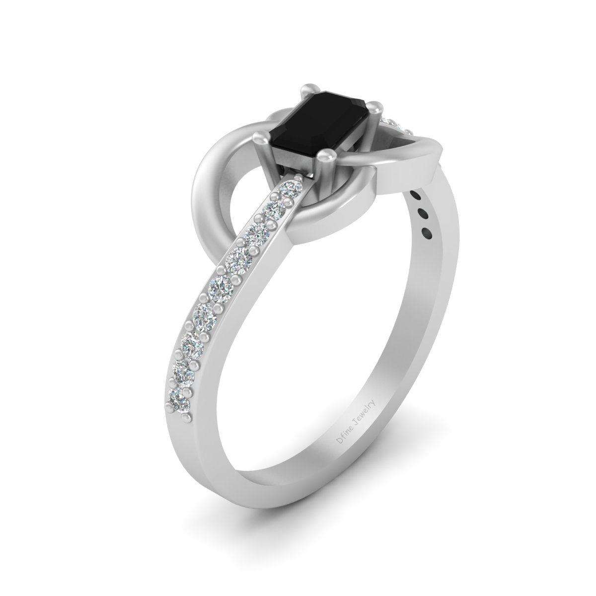 EMERALD CUT ONYX ENGAGEMENT RING