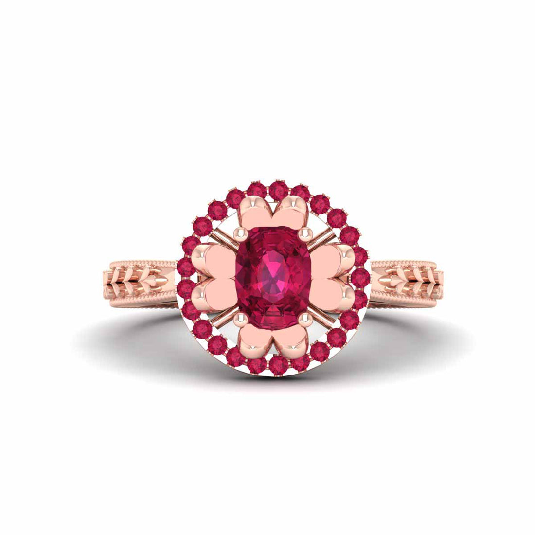 FLOWER PETAL RUBY ENGAGEMENT RING