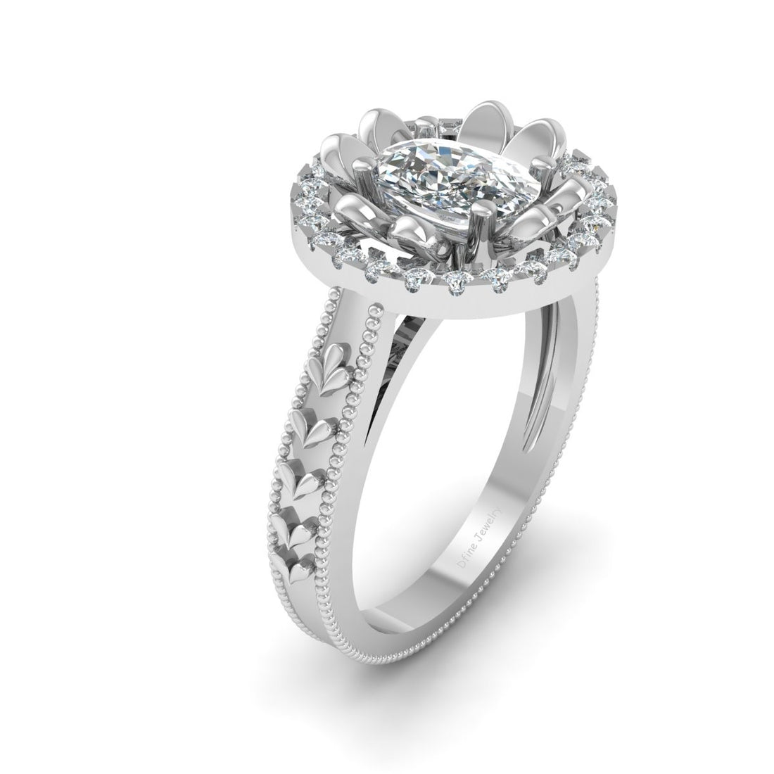 FLORAL WEDDING RING SILVER