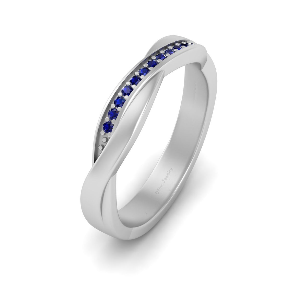 BLUE CZ TWISTED ENGAGEMENT RING