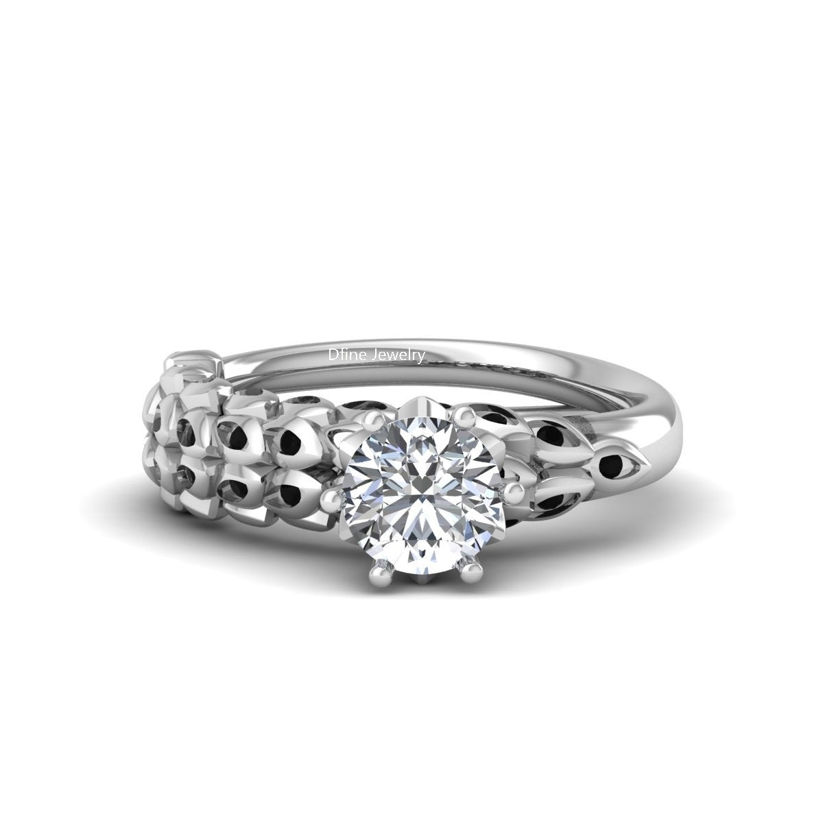 FLORAL LEAF WEDDING RING FOR HER