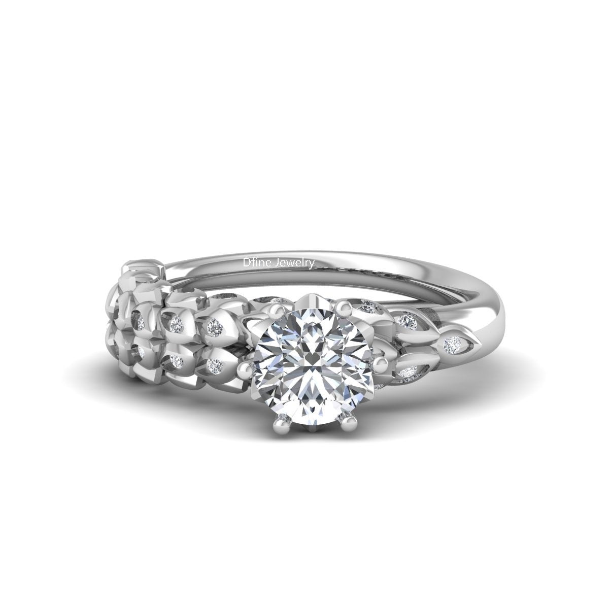 DIAMOND LEAF ENGAGEMENT RING