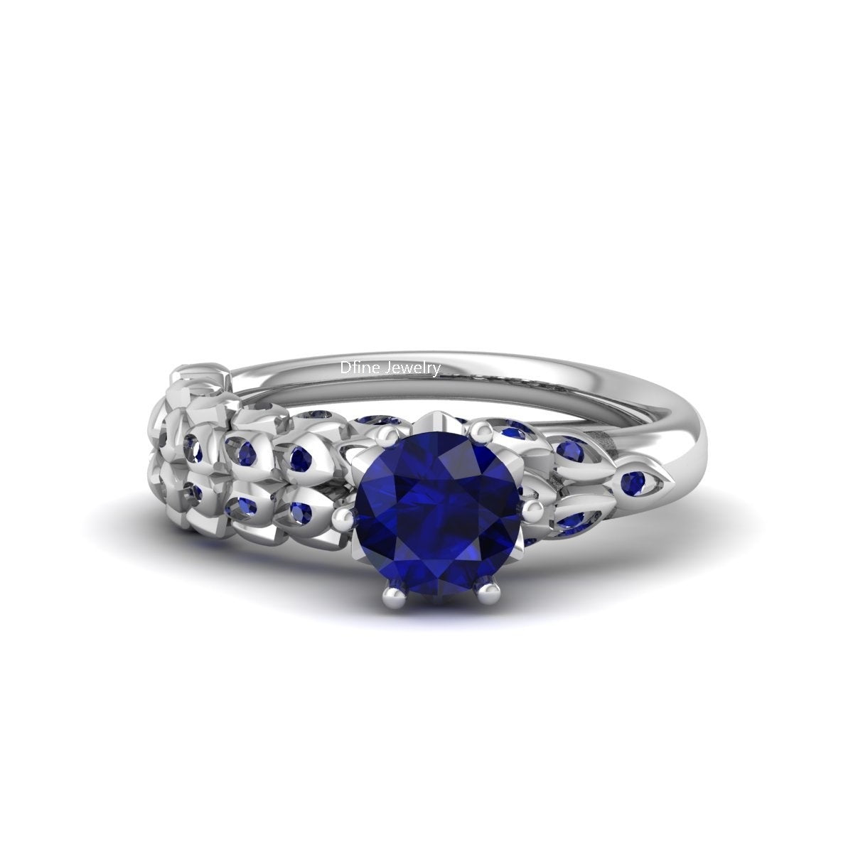 SAPPHIRE LEAF ENGAGEMENT RING