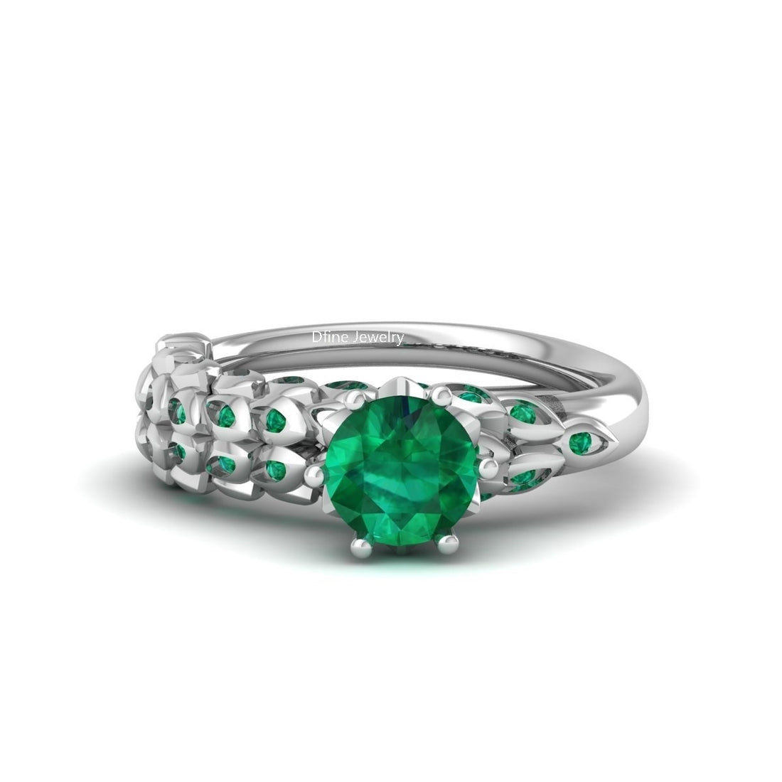 EMERALD LEAF WEDDING RING