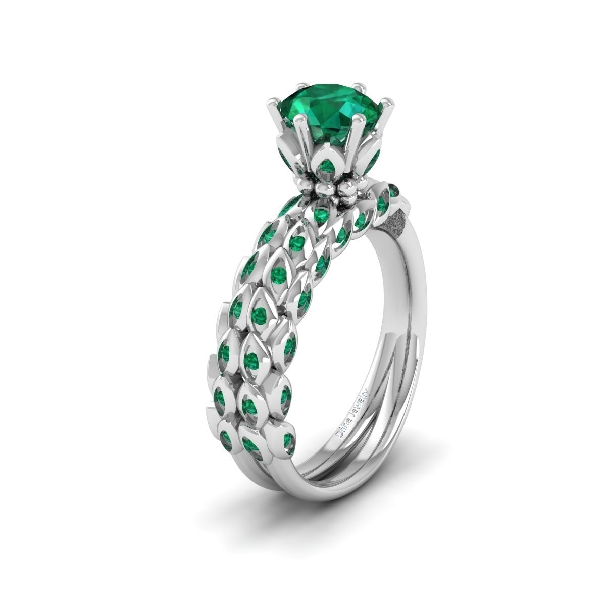 EMERALD LEAF WEDDING RING