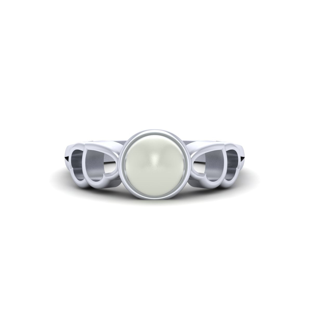 CULTURED PEARL HEART RING