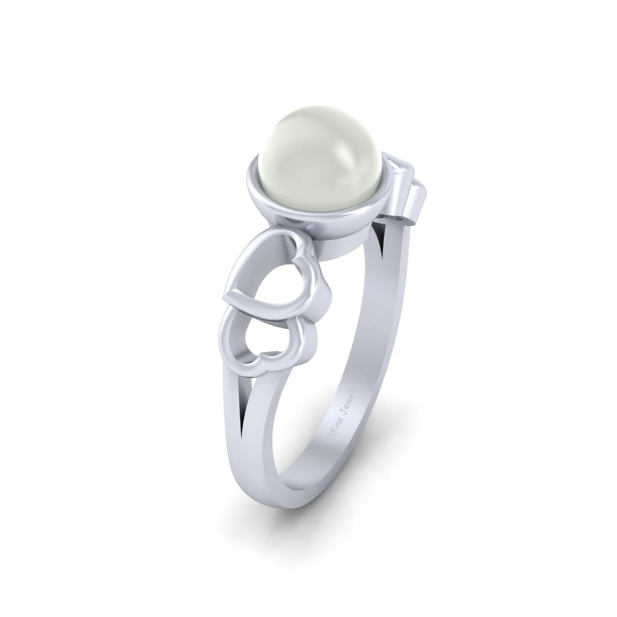CULTURED PEARL HEART RING