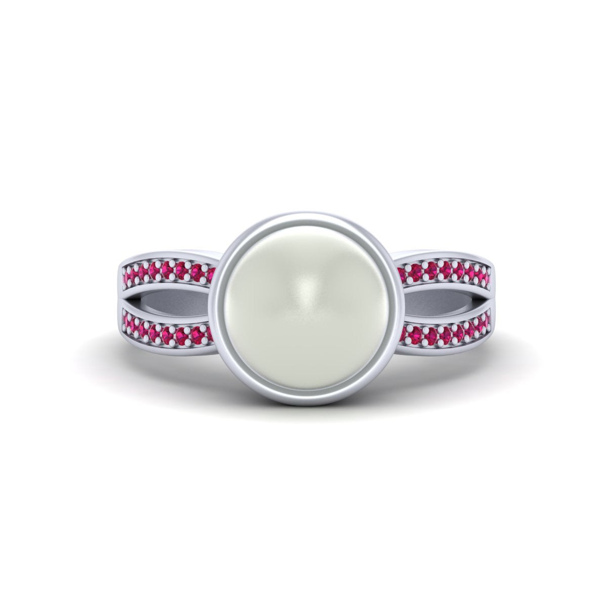SPLIT SHANK PEARL ENGAGEMENT RING
