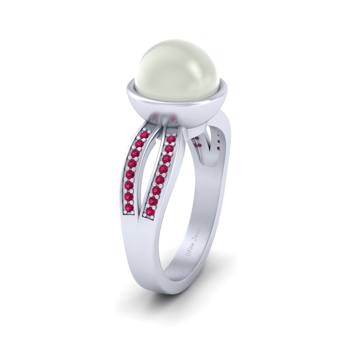 SPLIT SHANK PEARL ENGAGEMENT RING