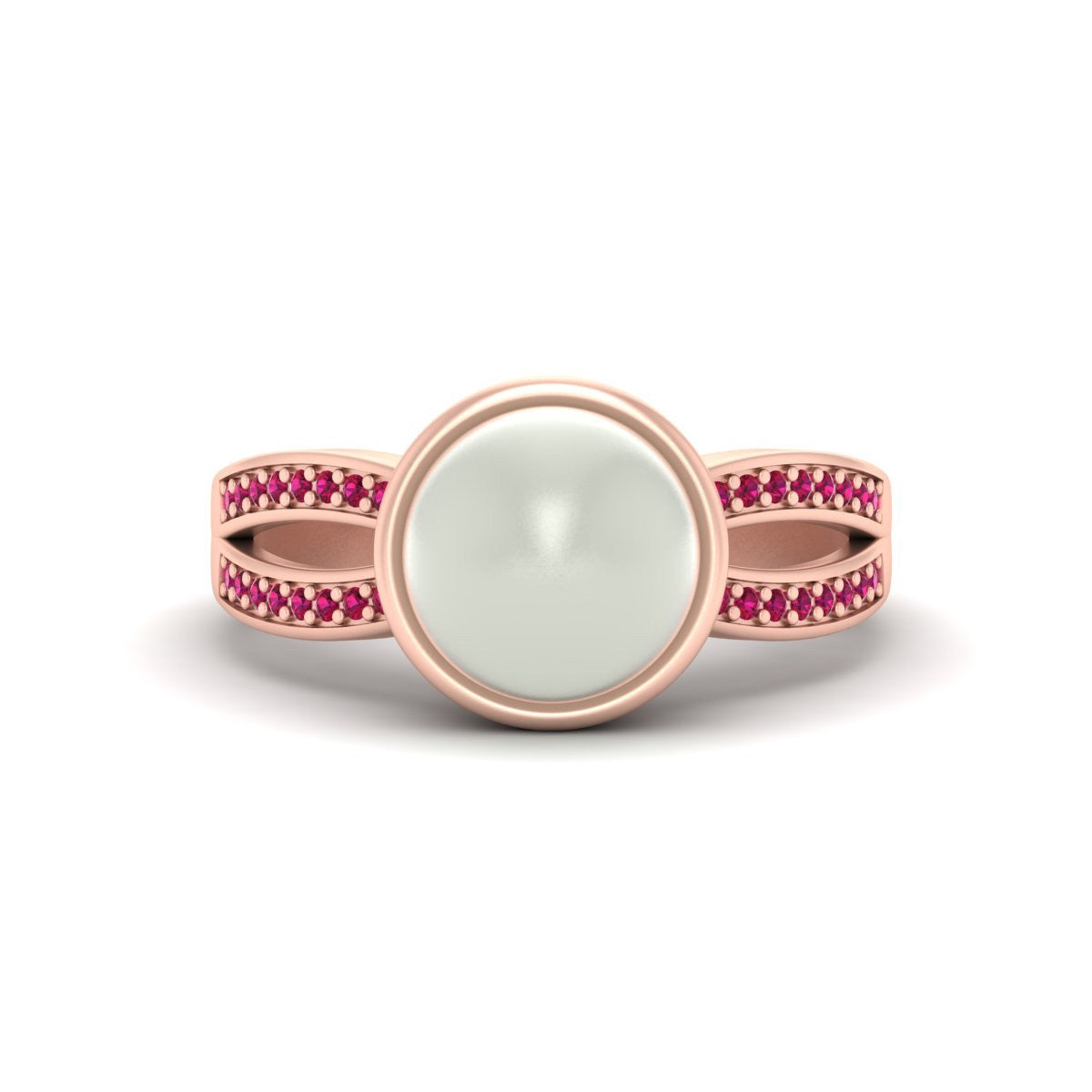 SPLIT SHANK PEARL ENGAGEMENT RING