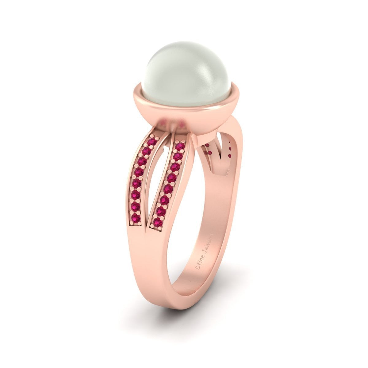 SPLIT SHANK PEARL ENGAGEMENT RING