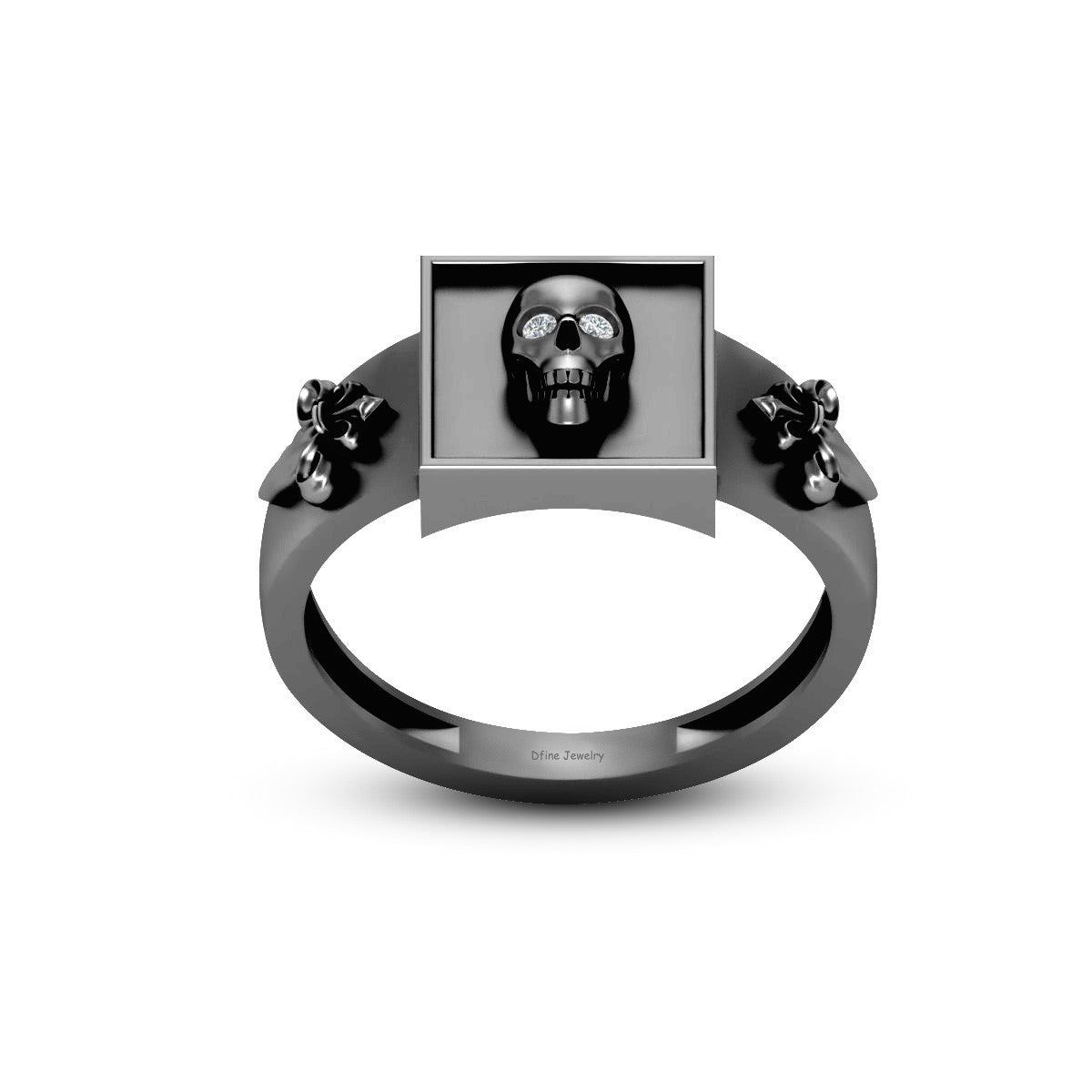 Fleur De Lis Skull Wedding Ring