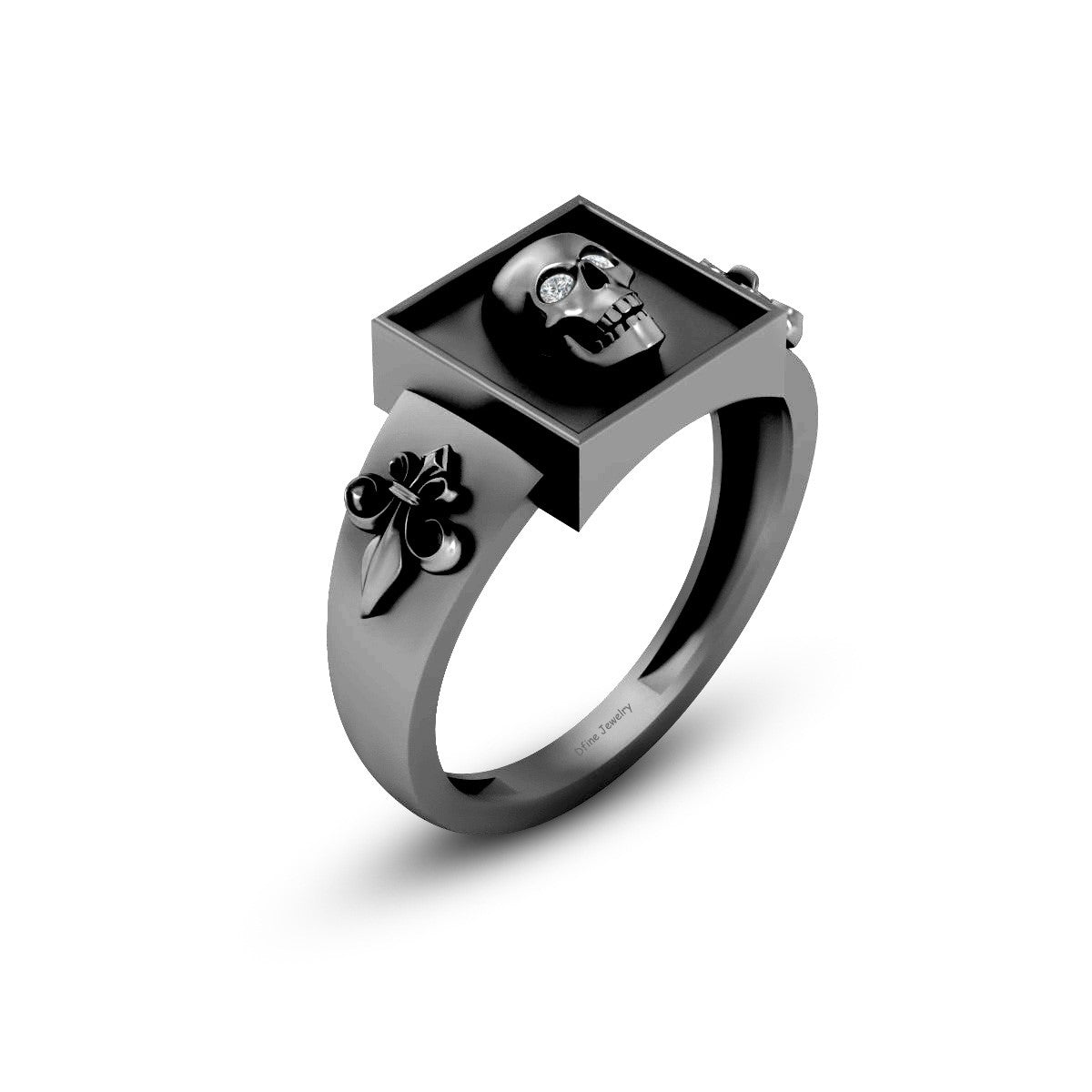 Fleur De Lis Skull Wedding Ring
