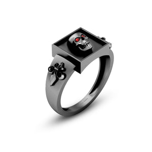 Fleur De Lis and Skull Ring Gothic Skull Engagement Ring Women