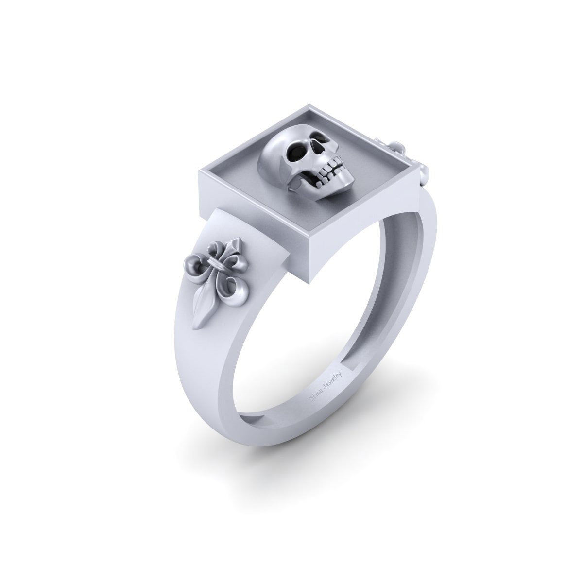 Fleur De Lis Skull Engagement Ring