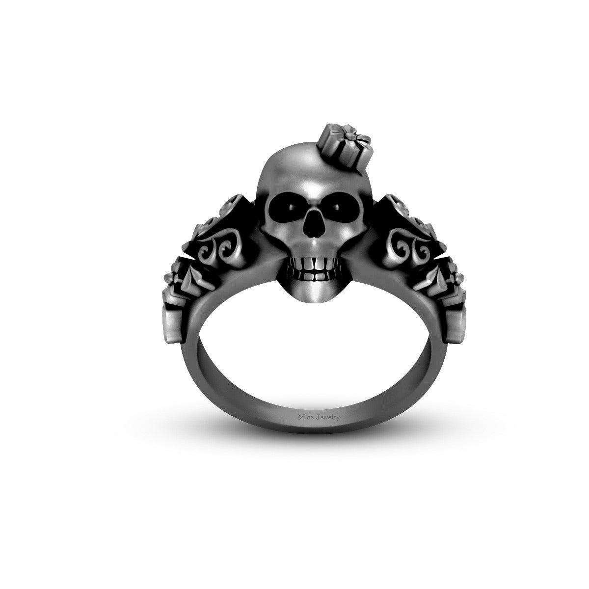 Flower Skull Wedding Ring