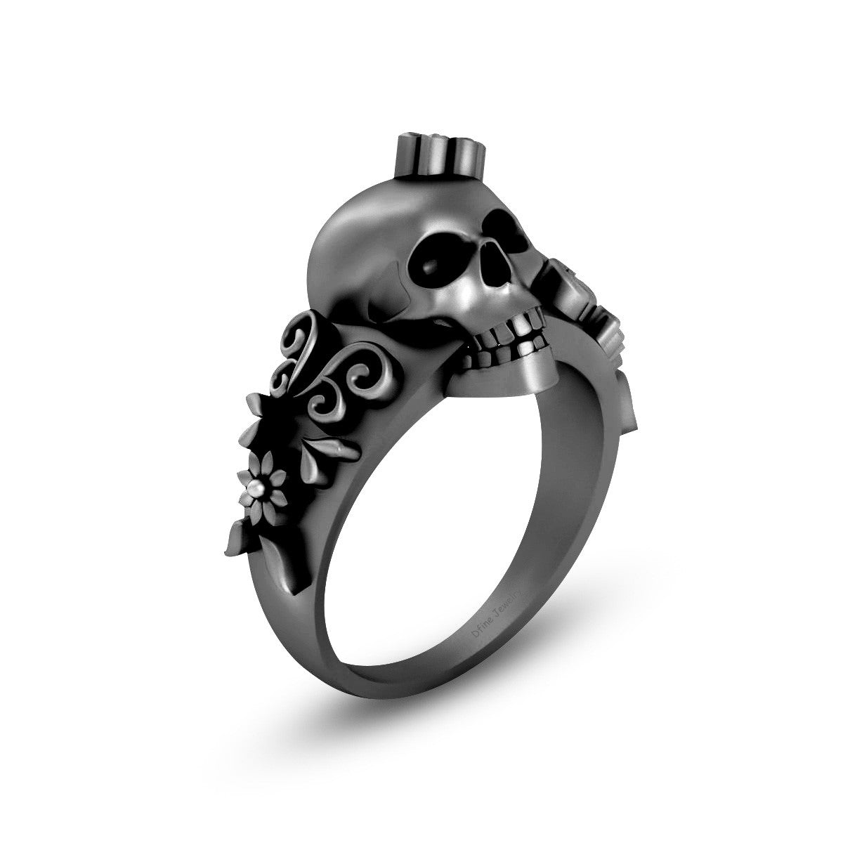Flower Skull Wedding Ring