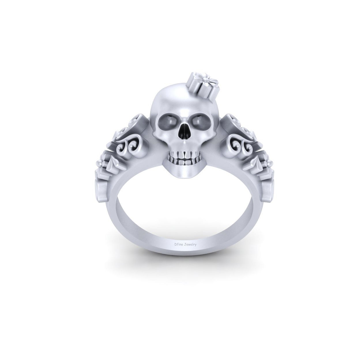 Floral Skull Engagement Ring