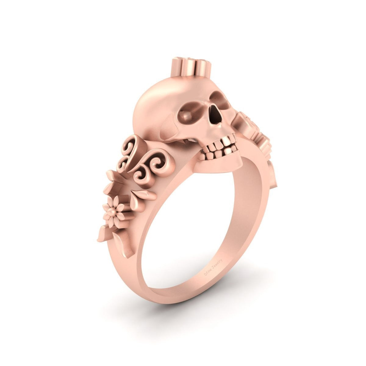 Floral Skull Engagement Ring