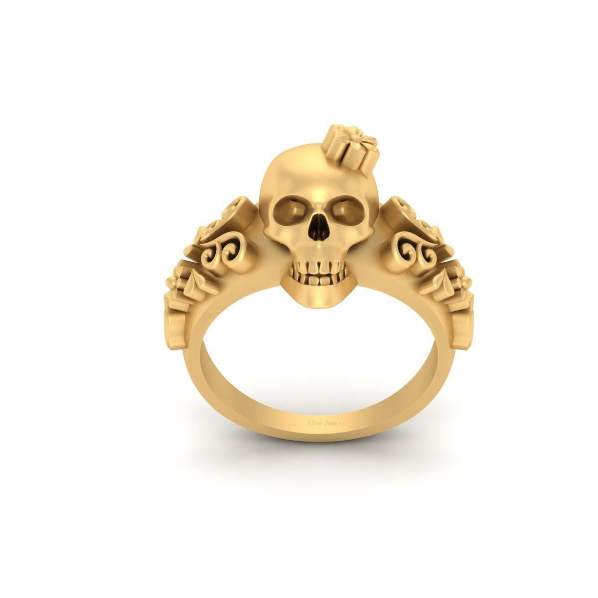 Floral Skull Engagement Ring