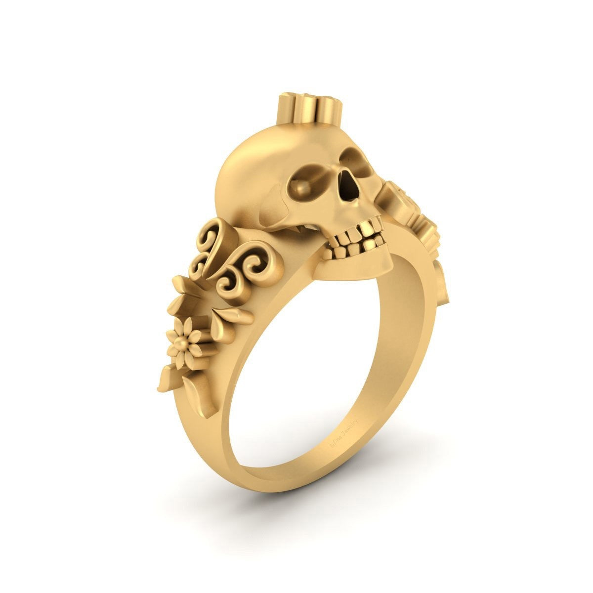 Floral Skull Engagement Ring