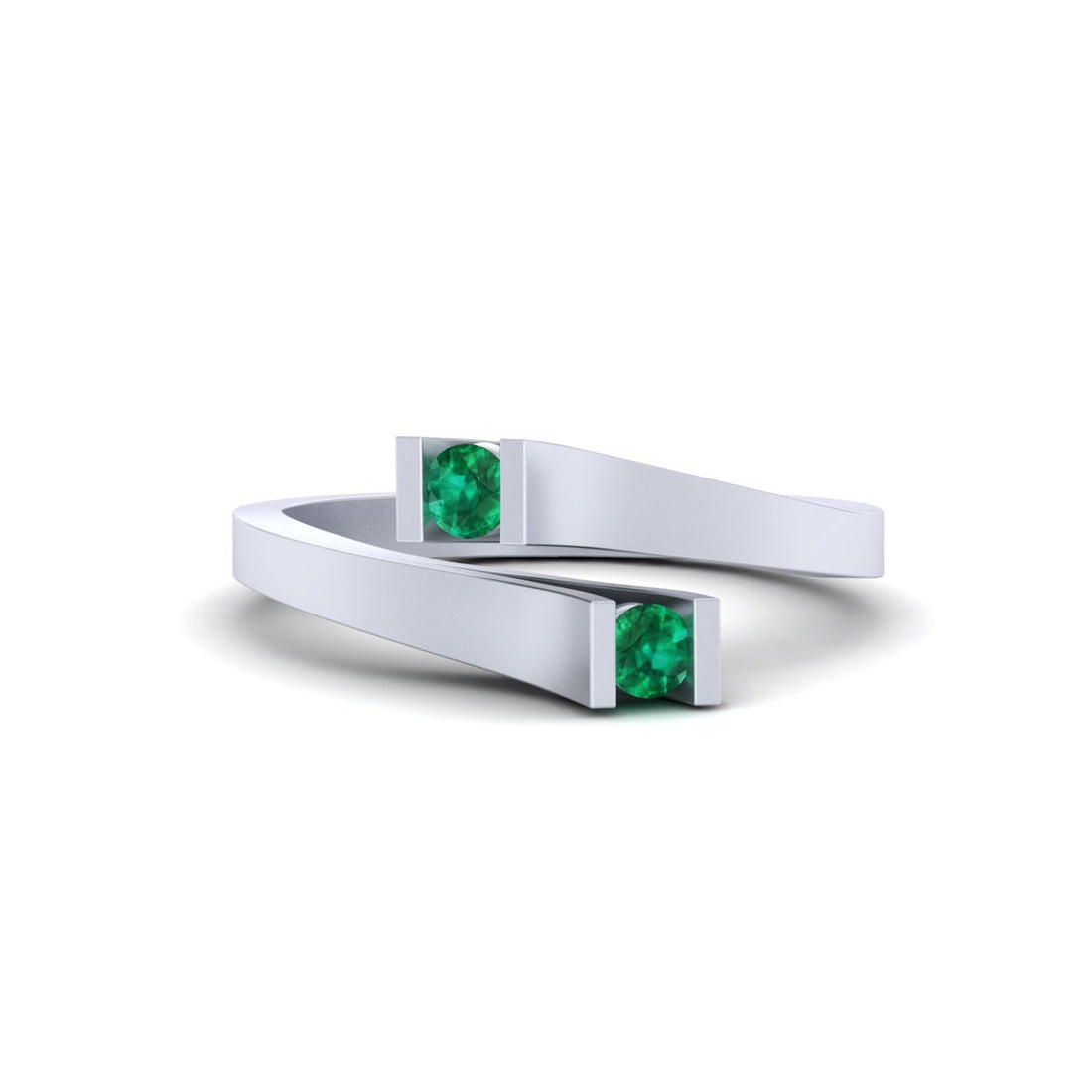 GREEN CZ TWO STONE RING