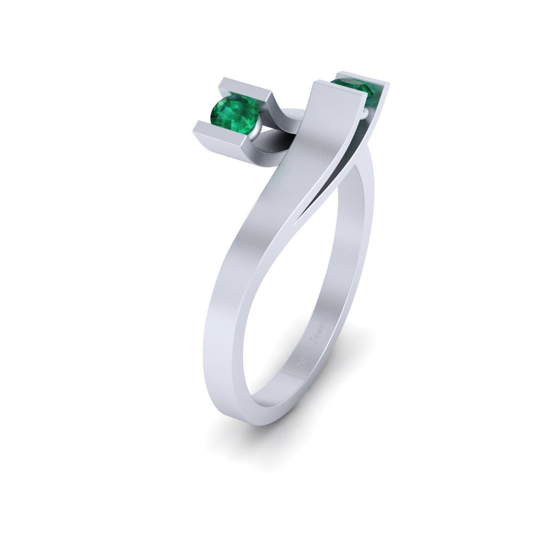 GREEN CZ TWO STONE RING