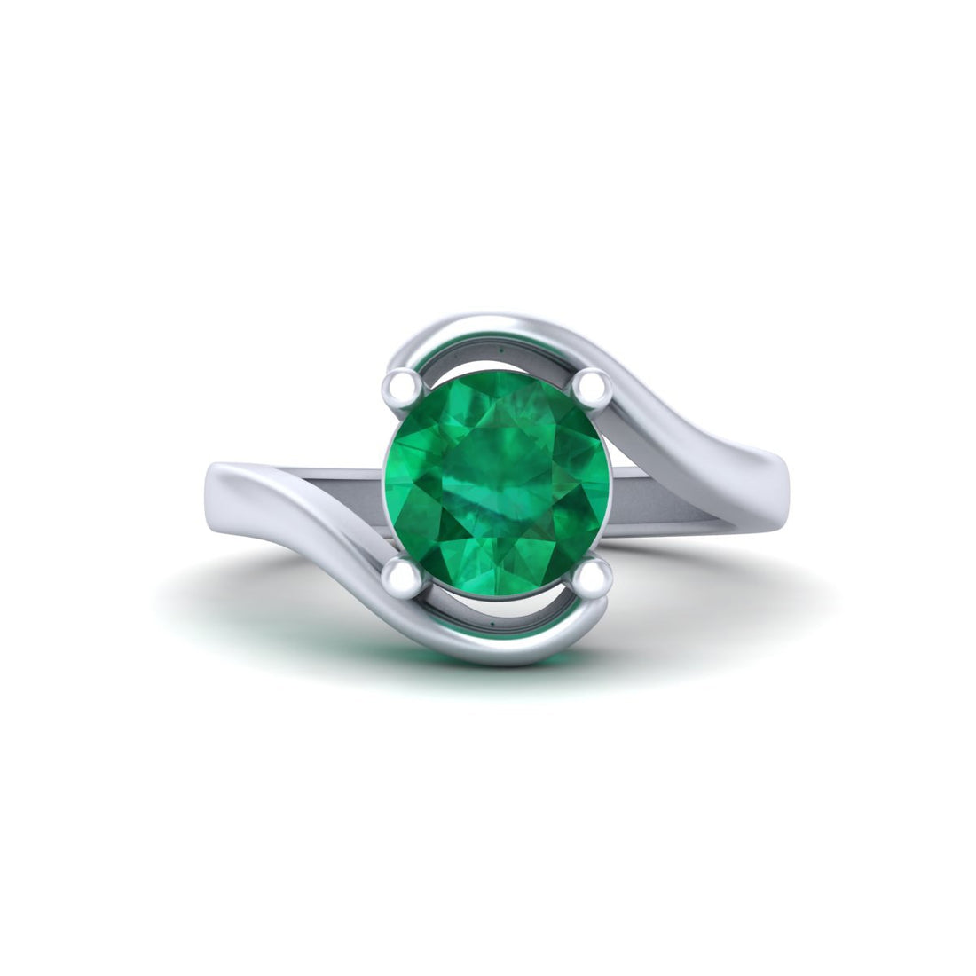 GREEN EMERALD WAVY ENGAGEMENT RING