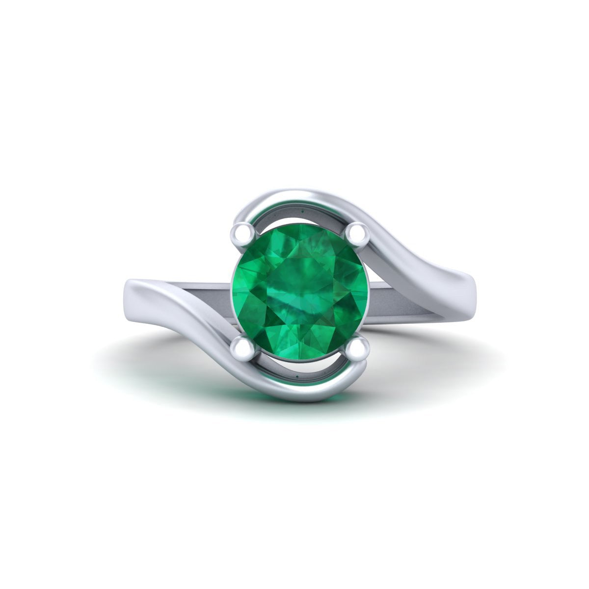 GREEN EMERALD WAVY ENGAGEMENT RING
