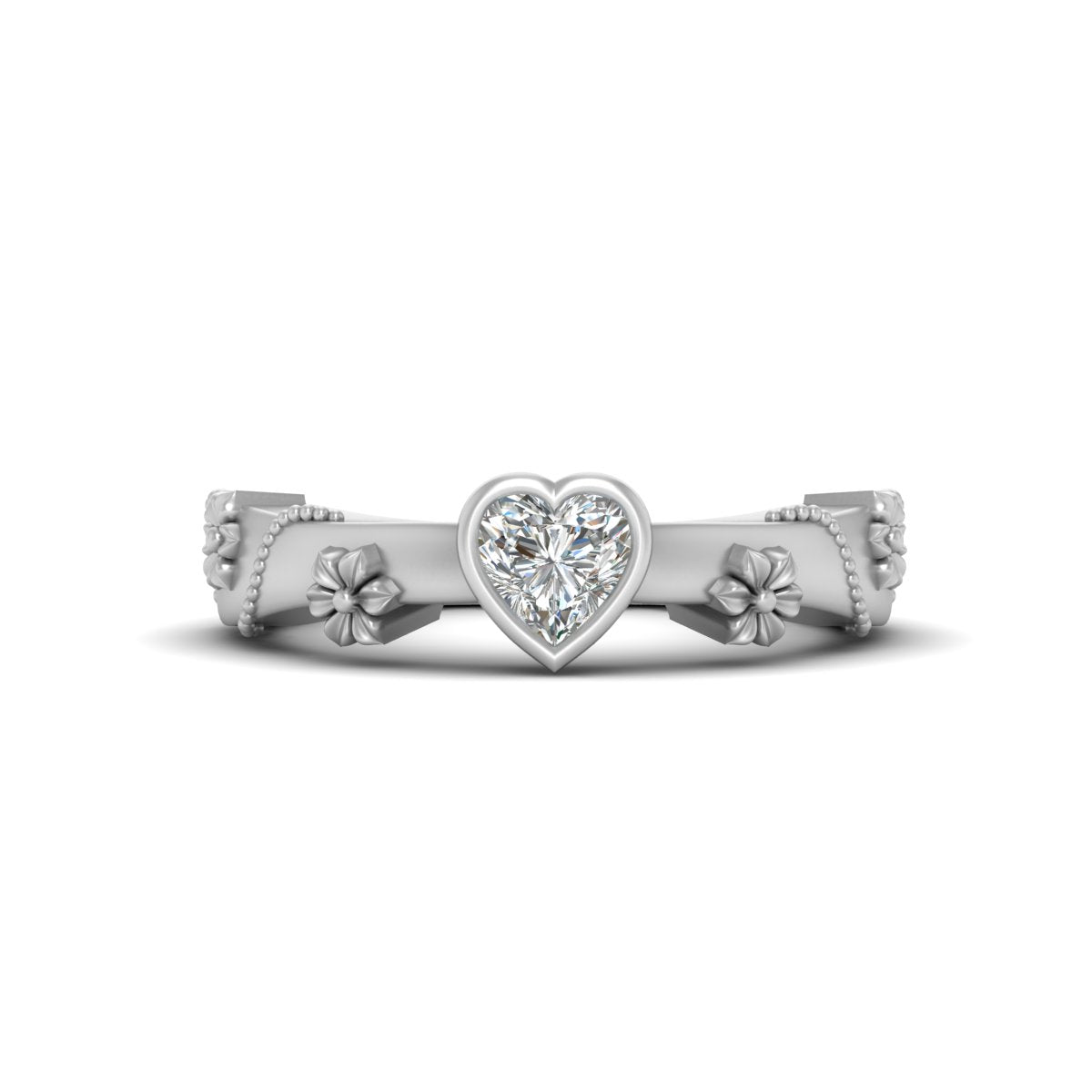 SOLITAIRE DIAMOND HEART RING