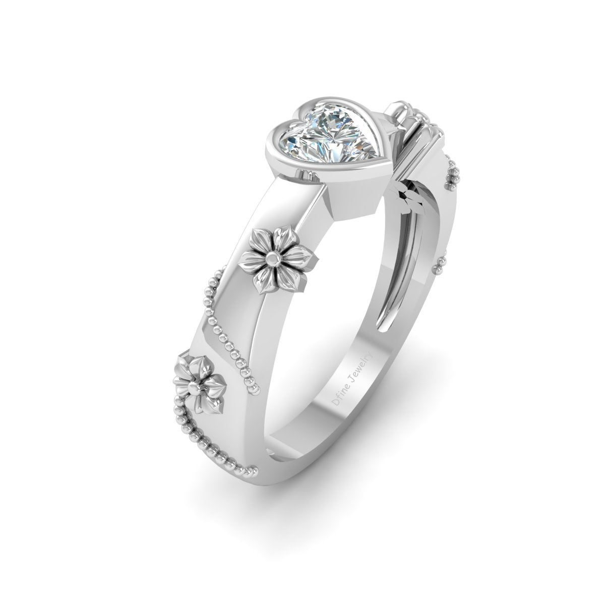 SOLITAIRE DIAMOND HEART RING