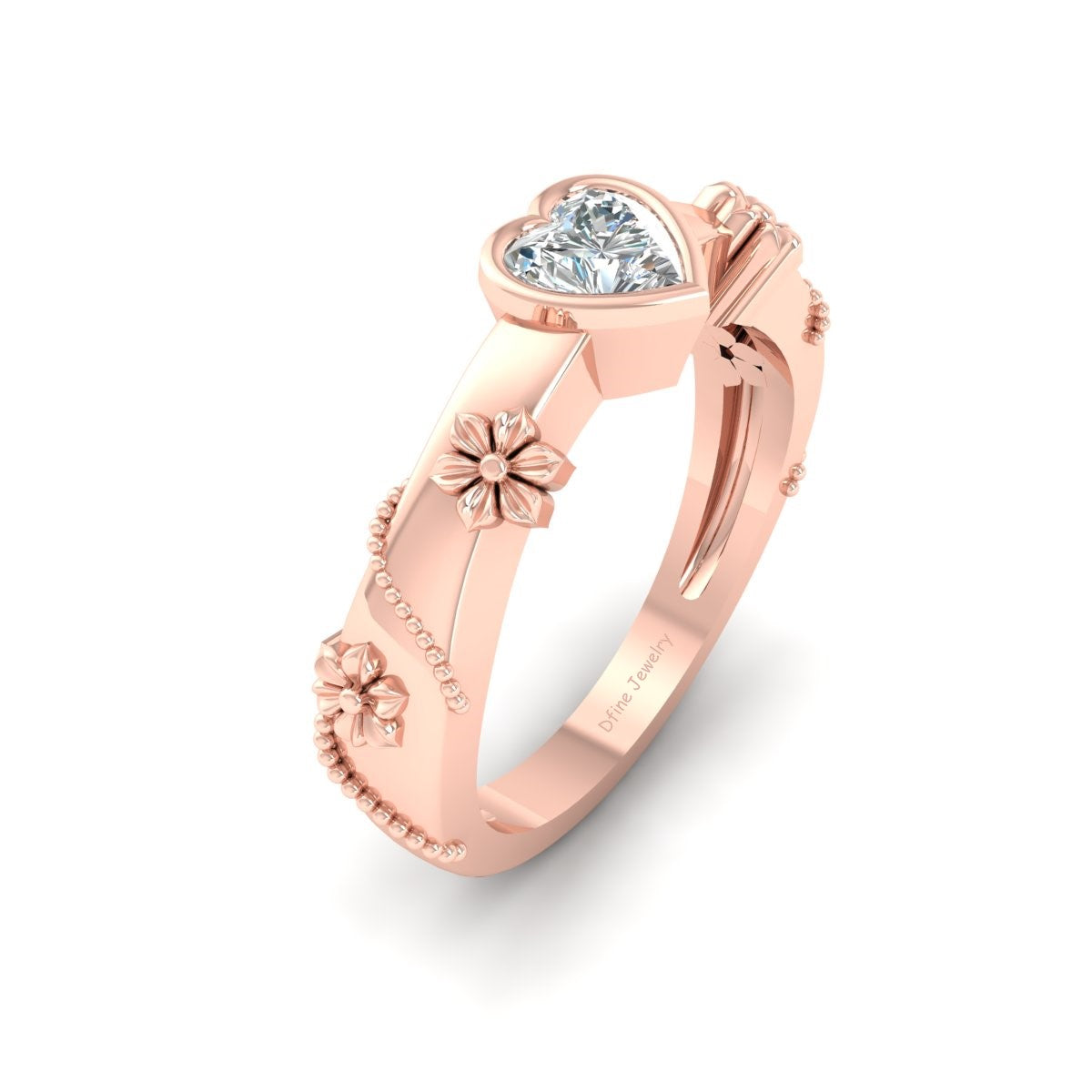 SOLITAIRE DIAMOND HEART RING