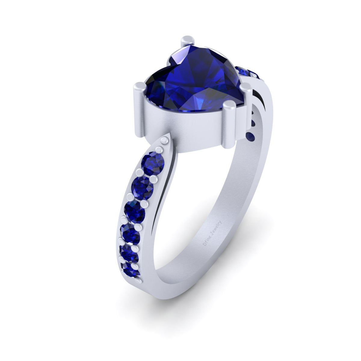 Natural Sapphire Heart Engagement Ring