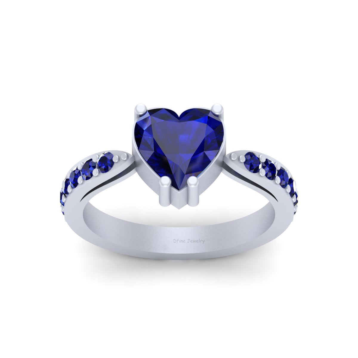 Natural Sapphire Heart Engagement Ring