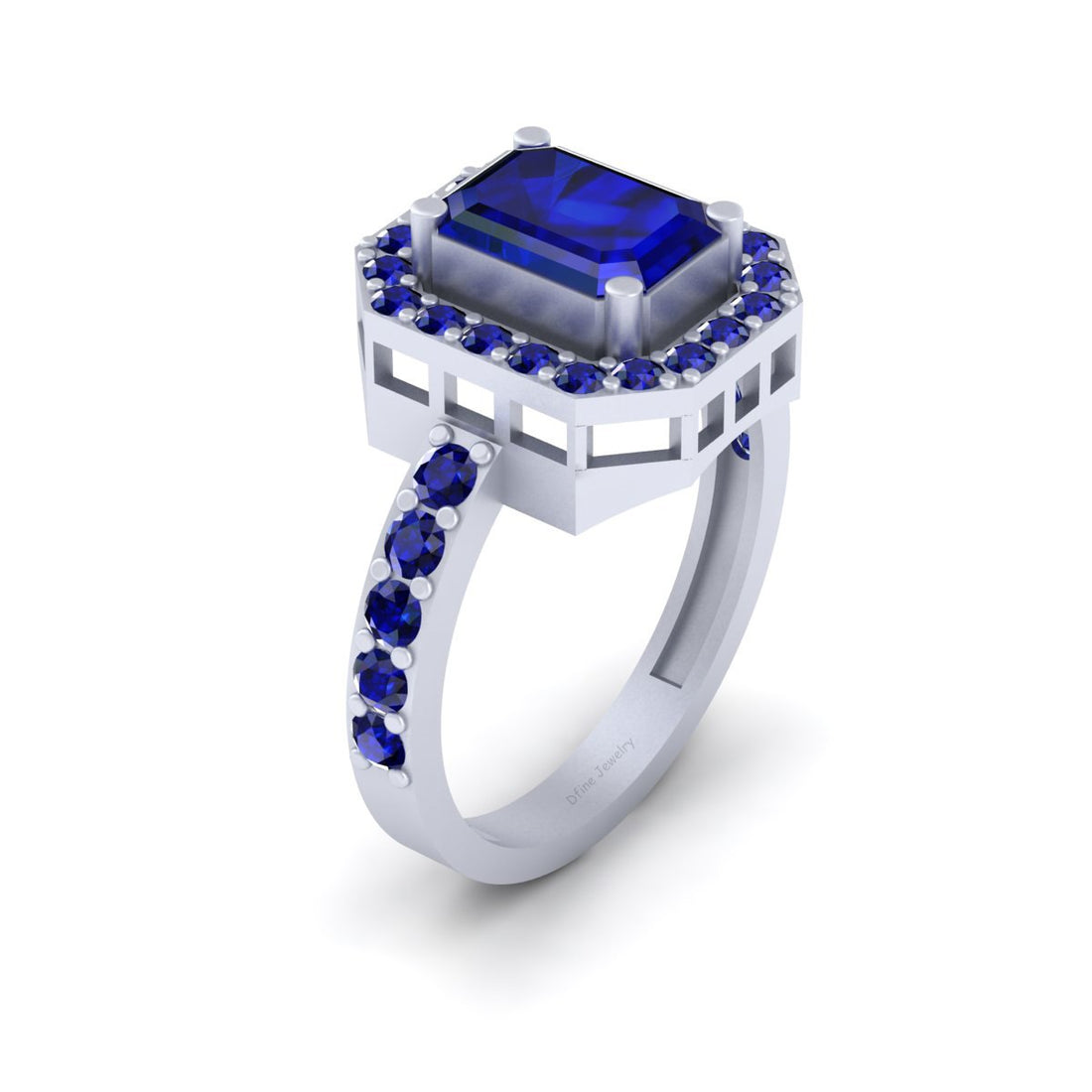 SAPPHIRE BLUE HALO ENGAGEMENT RING