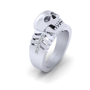Skeleton Skull Wedding Ring Gothic Biker Badass Sterling Silver