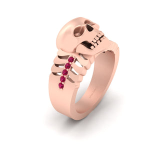 Skull and Bones Engagement Ring Skeleton Gothic Rose Gold