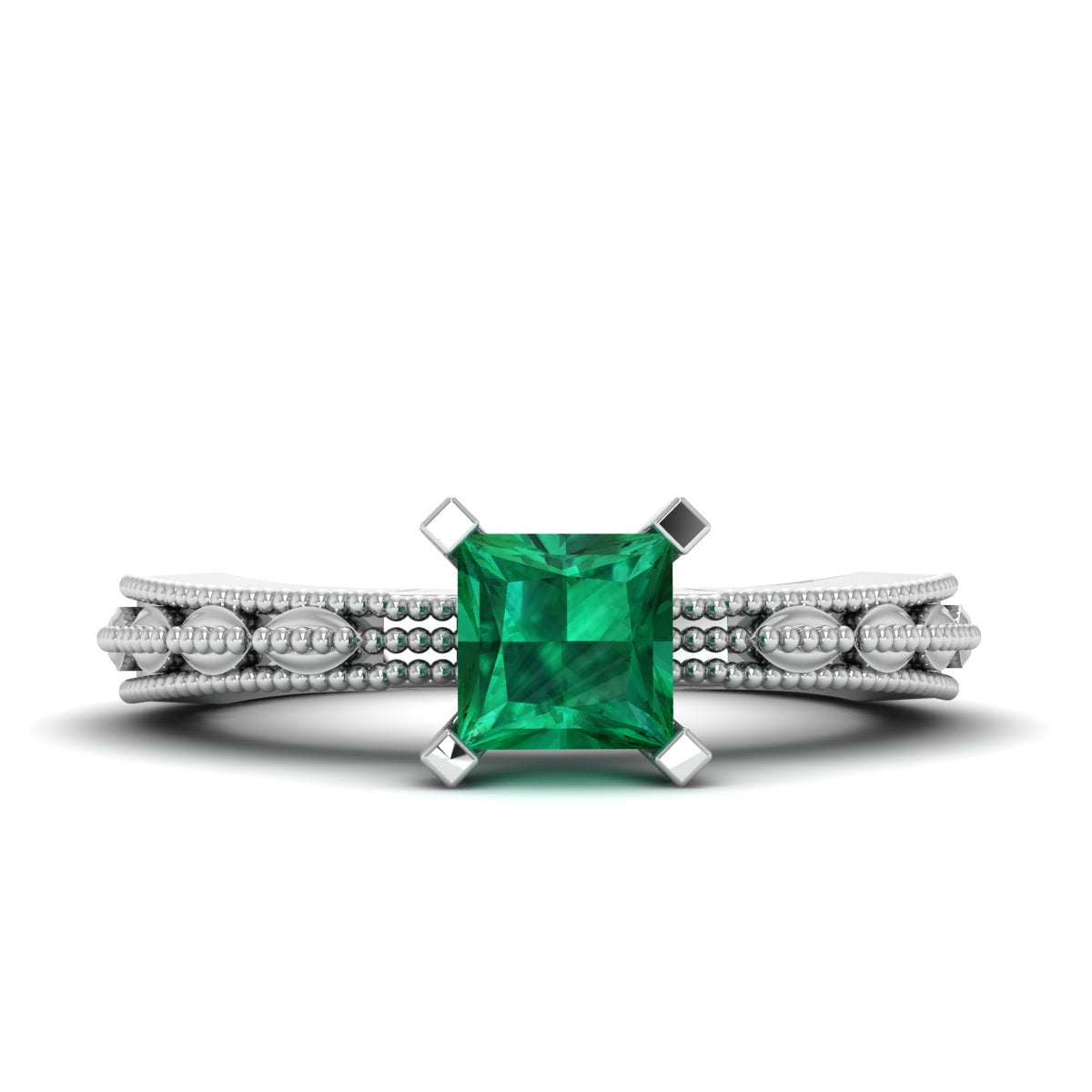SOLITAIRE EMERALD ENGAGEMENT RING