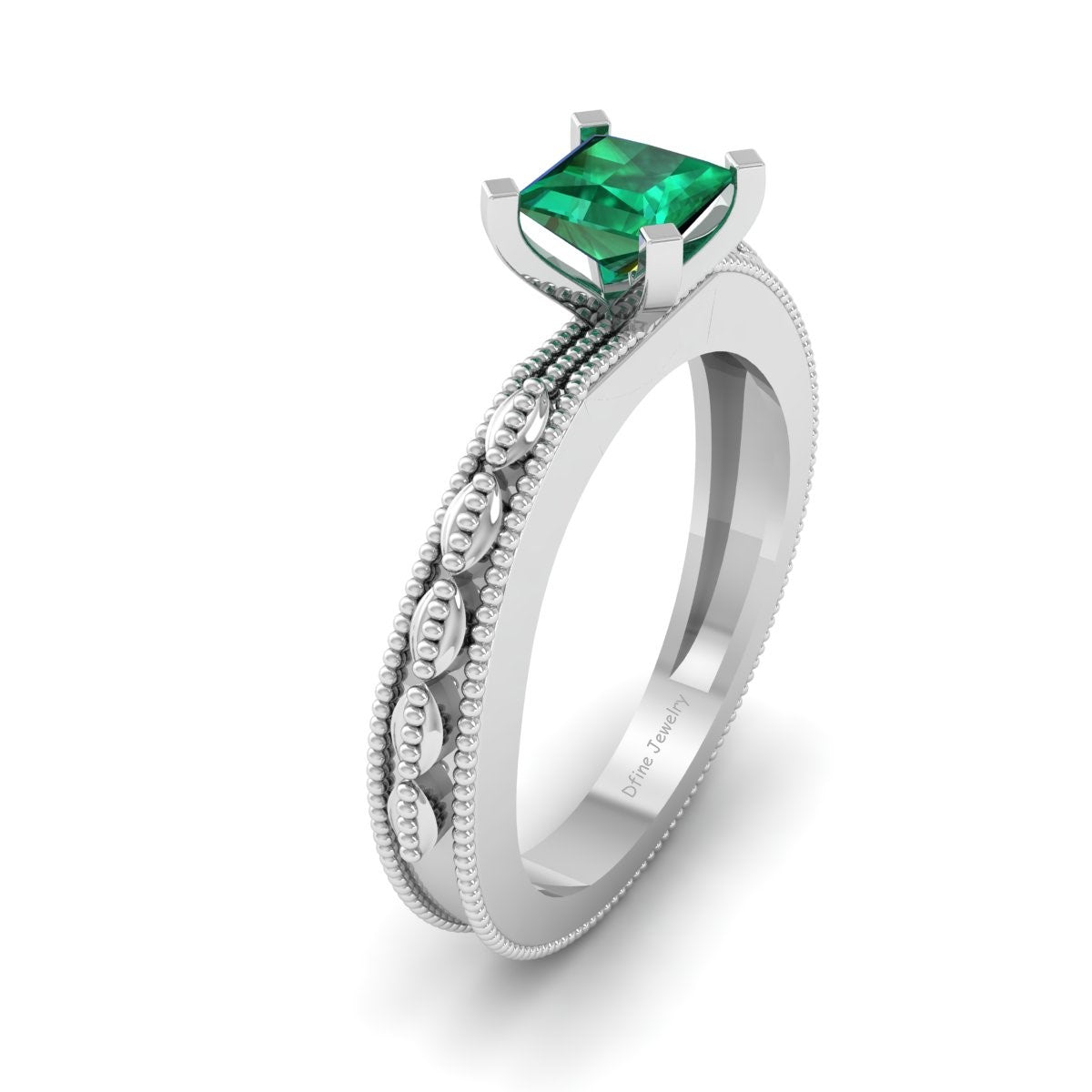 SOLITAIRE EMERALD ENGAGEMENT RING