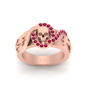 Anchor Skull Engagement Band Pirate Skull Band Mens Rose Gold