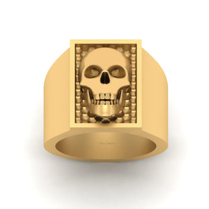 Gold Skull Wedding Band For Him Gothic Badass Skull Ring Mens