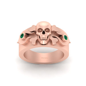 Skull and Crossbones Engagement Band Rose Gold Skull Ring