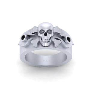 Pirate Skull Wedding Ring Gothic Skull and Crossbones White Gold