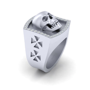 Skull Biker Wedding Band 0.50TCW Diamond Skull Band For Men