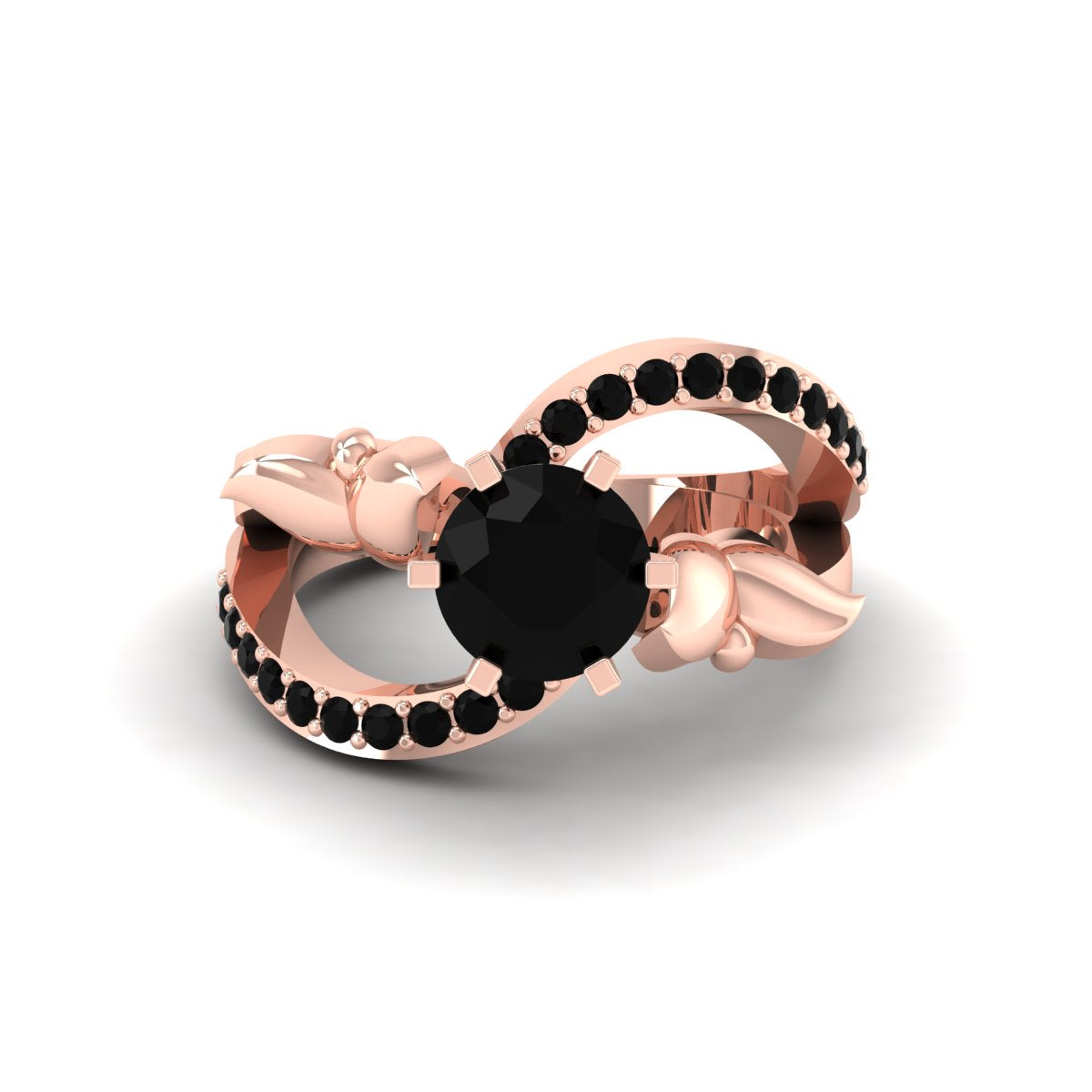 1.60CTTW ONYX BUTTERFLY WEDDING RING