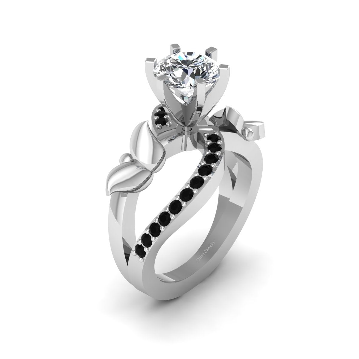 SILVER BUTTERFLY ENGAGEMENT RING