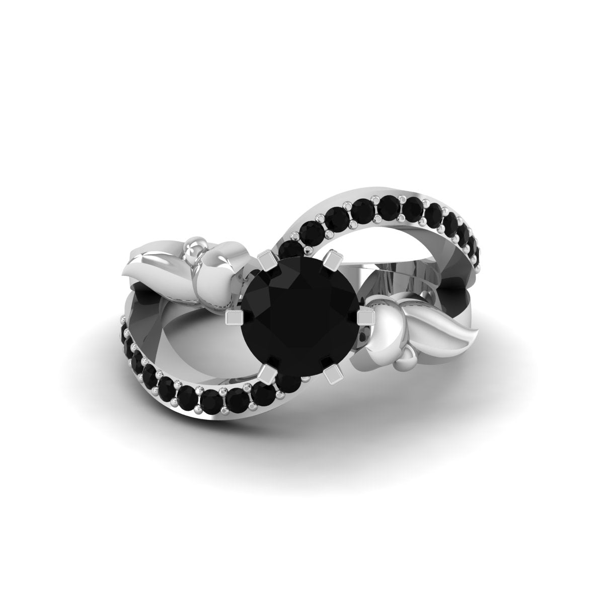 1.60CTTW ONYX BUTTERFLY WEDDING RING