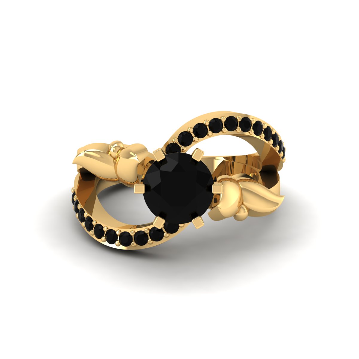 1.60CTTW ONYX BUTTERFLY WEDDING RING